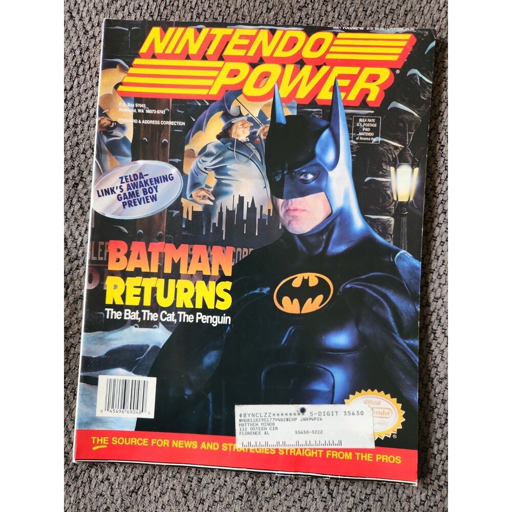 Nintendo Power Magazine Issue #48 Batman Returns Poster Cards May 1993 Misprint